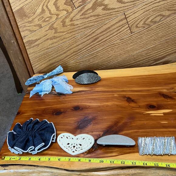 Vintage Lot 1990's Barrettes Hair Clips Big Bows Ruffle Glitter Y2K - Picture 2 of 11